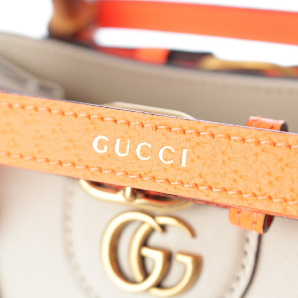 Gucci White Shoulder Orange Handbag Diana Leather Bamboo - Picture 8 of 10